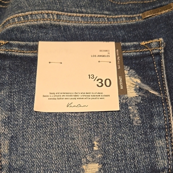 KanCan Blue Jean Shorts with Distressing and Frayed Hem - Picture 4 of 4